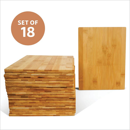 Set Of 18 Bulk Cutting Boards 12" x 9" x 0.35" - Premium Bamboo Wood Boards For Wholesale, Engraving, Kitchen And Dinning Copping Board, Sturdy & Easy To Maintain