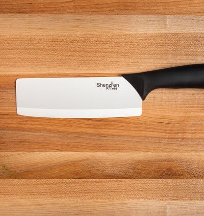 6 Inch Ceramic Vegetable Cleaver – Nakiri Knife | White Ceramic Nakiri Blade, Japanese-Style Vegetable Cleaver, Lightweight, For Precision Vegetable Slicing