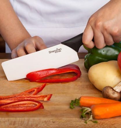 6 Inch Ceramic Vegetable Cleaver – Nakiri Knife | White Ceramic Nakiri Blade, Japanese-Style Vegetable Cleaver, Lightweight, For Precision Vegetable Slicing