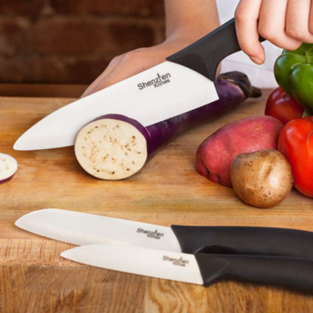 6 Inch Ceramic Vegetable Cleaver – Nakiri Knife | White Ceramic Nakiri Blade, Japanese-Style Vegetable Cleaver, Lightweight, For Precision Vegetable Slicing