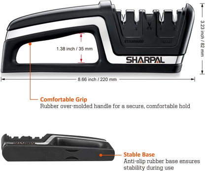 104N 5-in-1 Professional Knife & Scissors Sharpener | Straight & Serrated Blades, Repairs & Hones, Euro/American & Asian Knives, Fast Scissor Sharpening Gifts for Home Cooks