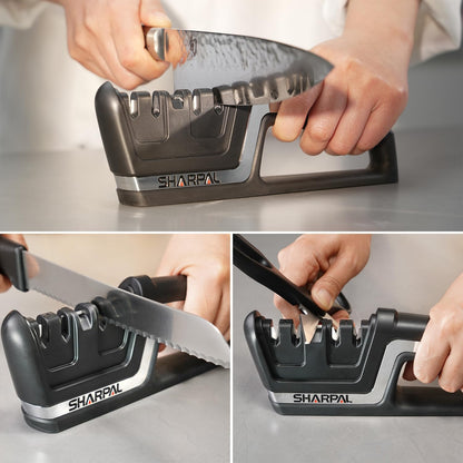 104N 5-in-1 Professional Knife & Scissors Sharpener | Straight & Serrated Blades, Repairs & Hones, Euro/American & Asian Knives, Fast Scissor Sharpening Gifts for Home Cooks