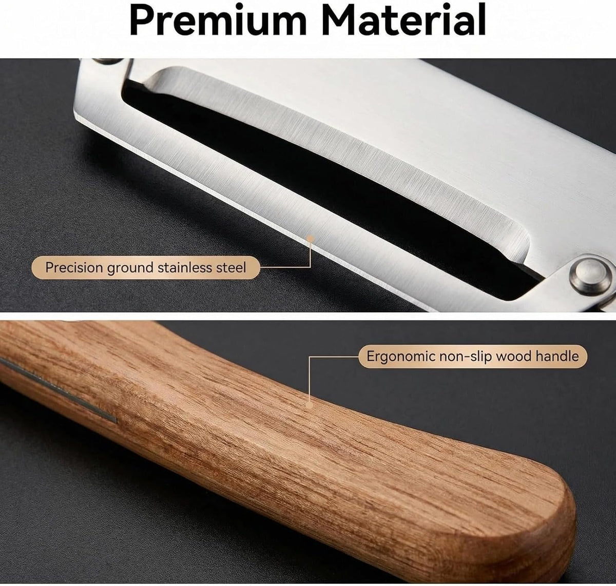 NEW Premium Vegetable Peeler with Wooden Handle and Bottle Opener: 2-in-1 Stainless Steel Kitchen Tool for Fruit Apple Potato Pumpkin Papaya (2Pcs)
