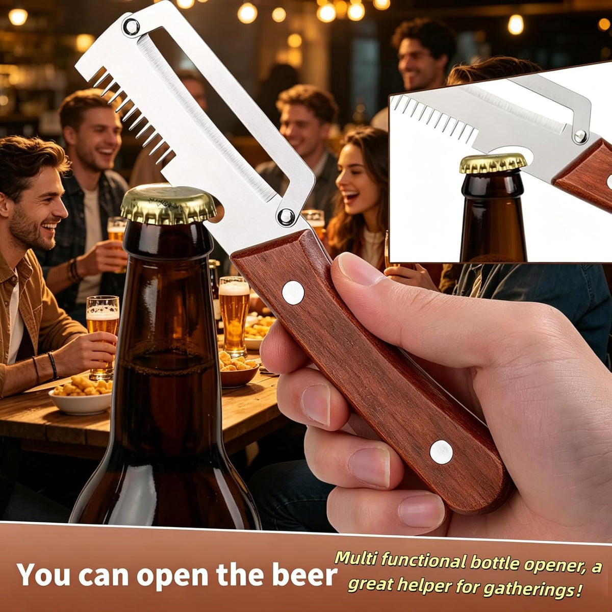 NEW Premium Vegetable Peeler with Wooden Handle and Bottle Opener: 2-in-1 Stainless Steel Kitchen Tool for Fruit Apple Potato Pumpkin Papaya (2Pcs)