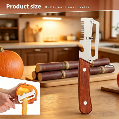 NEW Premium Vegetable Peeler with Wooden Handle and Bottle Opener: 2-in-1 Stainless Steel Kitchen Tool for Fruit Apple Potato Pumpkin Papaya (2Pcs)
