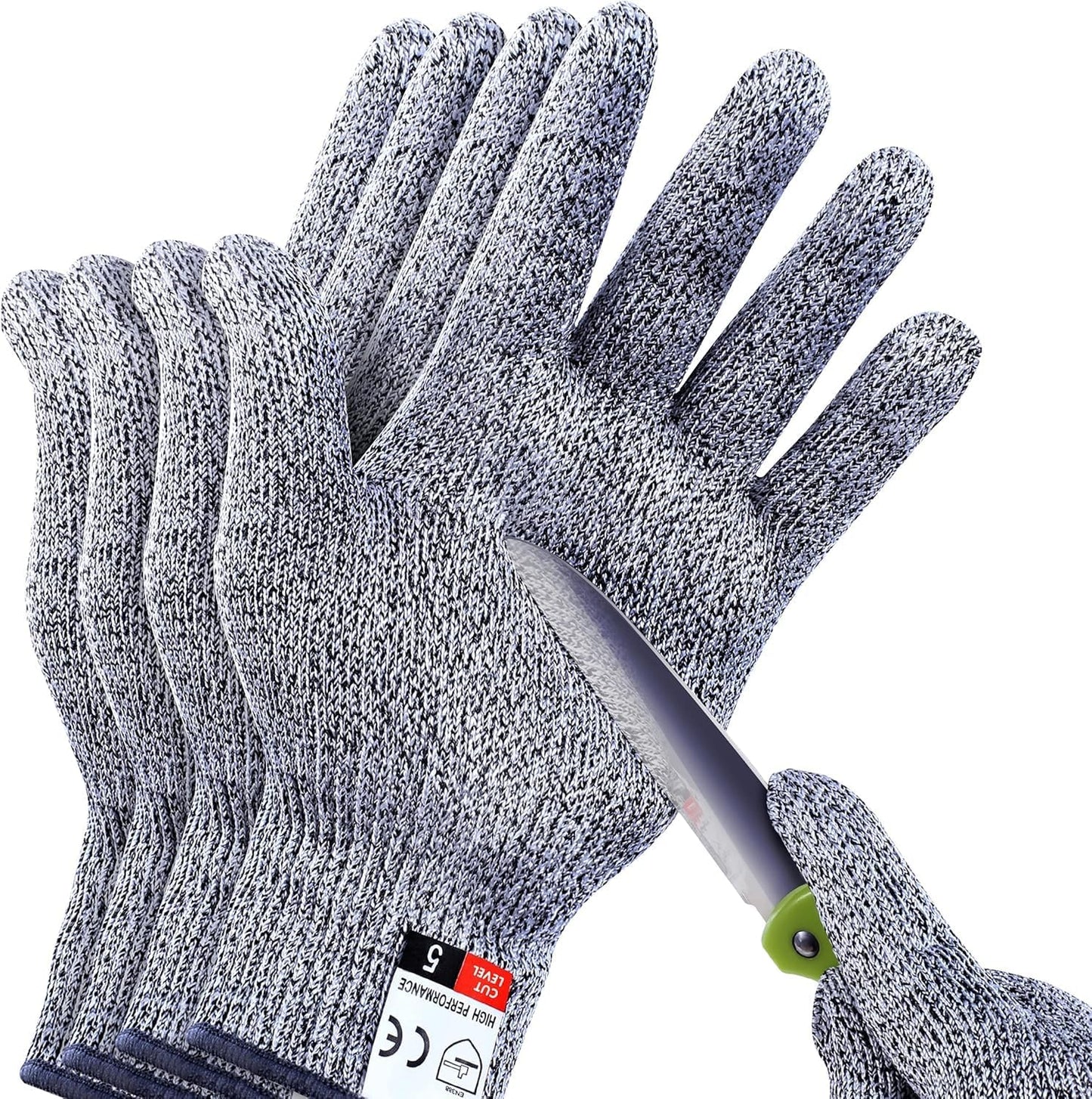 4 PCS (M+L) Cut Resistant Gloves Level 5 Protection for Kitchen, Upgrade Safety Anti Cutting Gloves for Meat Cutting