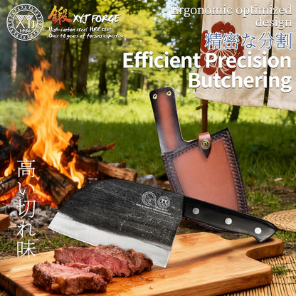 Authentic Since 1986,Outstanding Ancient Forging,6.7 Inch Full Tang,Serbian Chefs knife,Chef Meat Cleaver,Kitchen Knives,Set with Leather Sheath,Take Carrying,Butcher