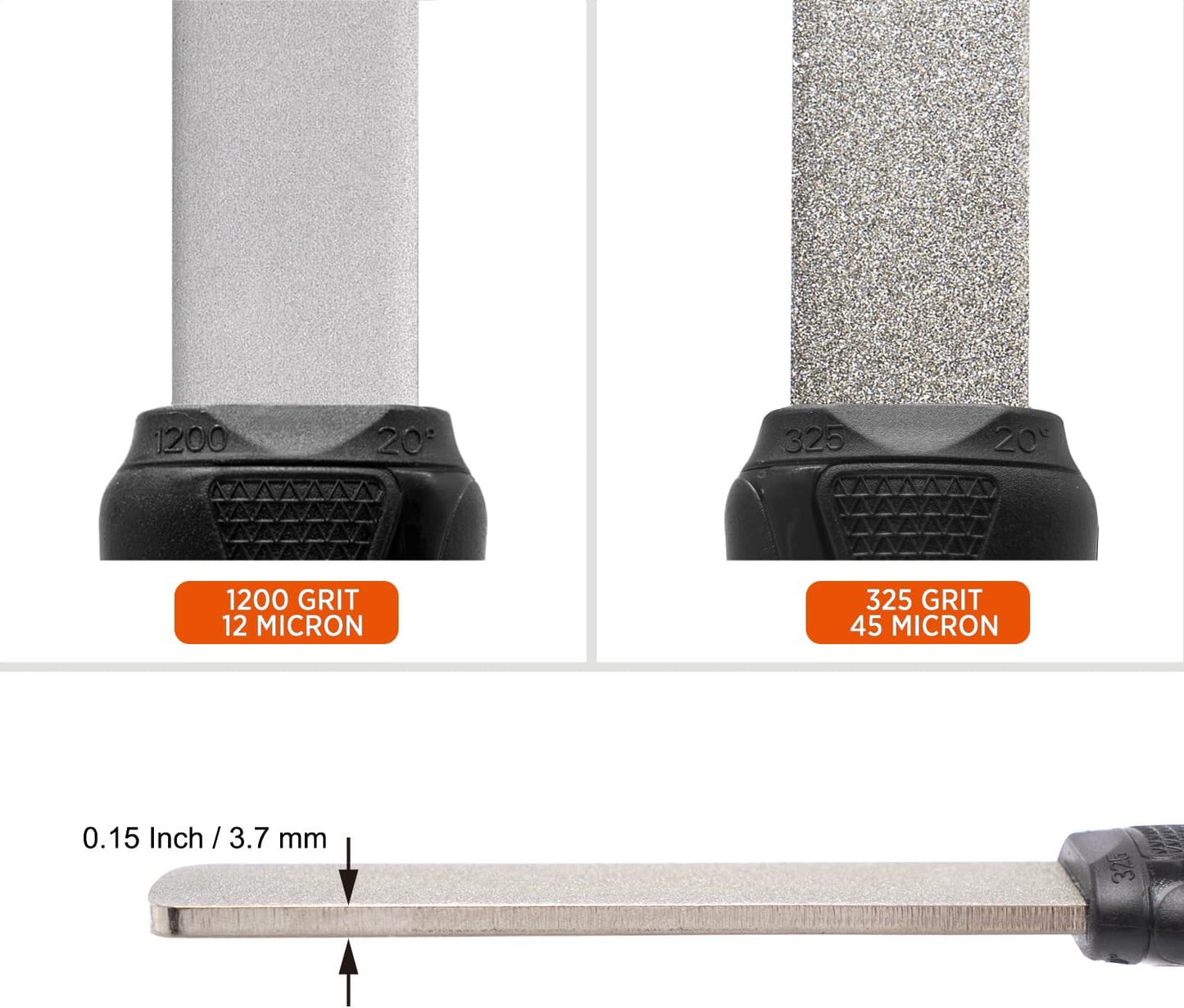 121N Dual-Grit Diamond Sharpening Stone Garden Tool File | Coarse 325 / Extra Fine 1200 Grit, Knife Sharpener For Lawn Mower Blade, Axe, Hatchet, Hedge Shears, Chisels, Drills