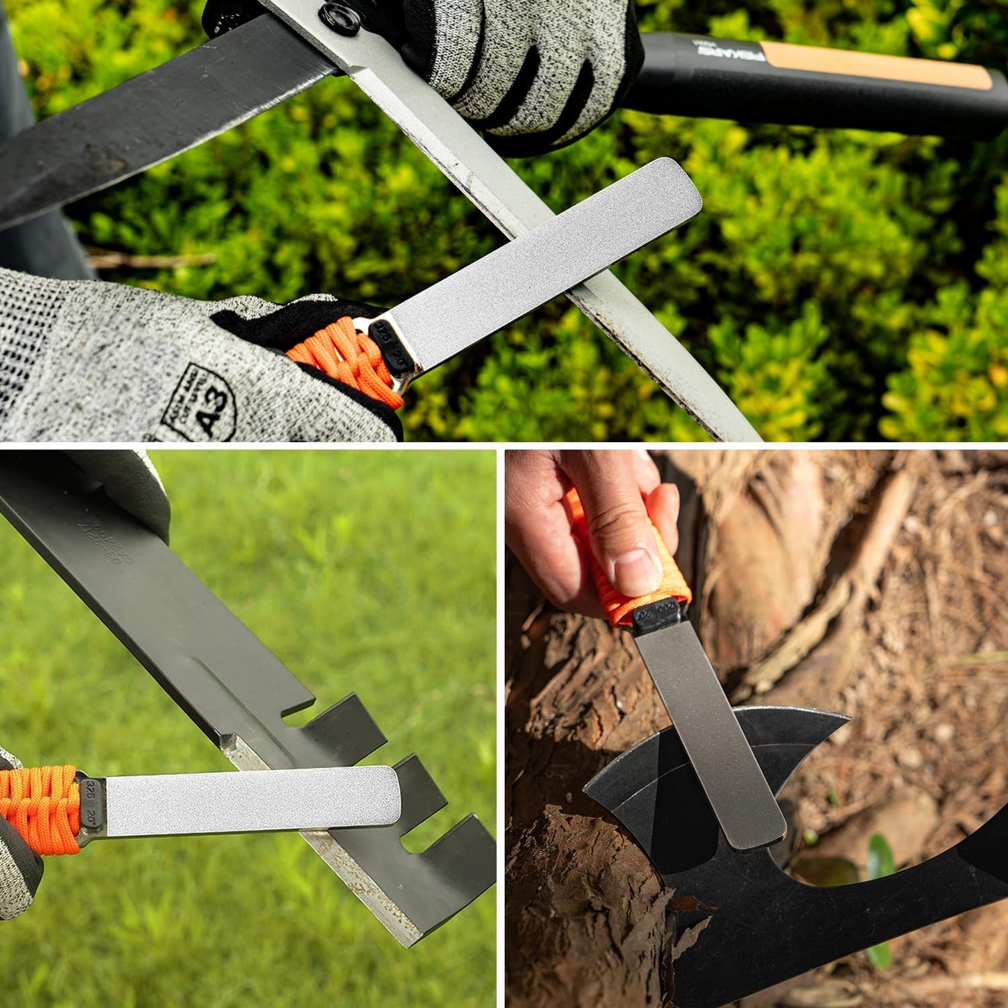 121N Dual-Grit Diamond Sharpening Stone Garden Tool File | Coarse 325 / Extra Fine 1200 Grit, Knife Sharpener For Lawn Mower Blade, Axe, Hatchet, Hedge Shears, Chisels, Drills