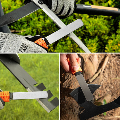121N Dual-Grit Diamond Sharpening Stone Garden Tool File | Coarse 325 / Extra Fine 1200 Grit, Knife Sharpener For Lawn Mower Blade, Axe, Hatchet, Hedge Shears, Chisels, Drills