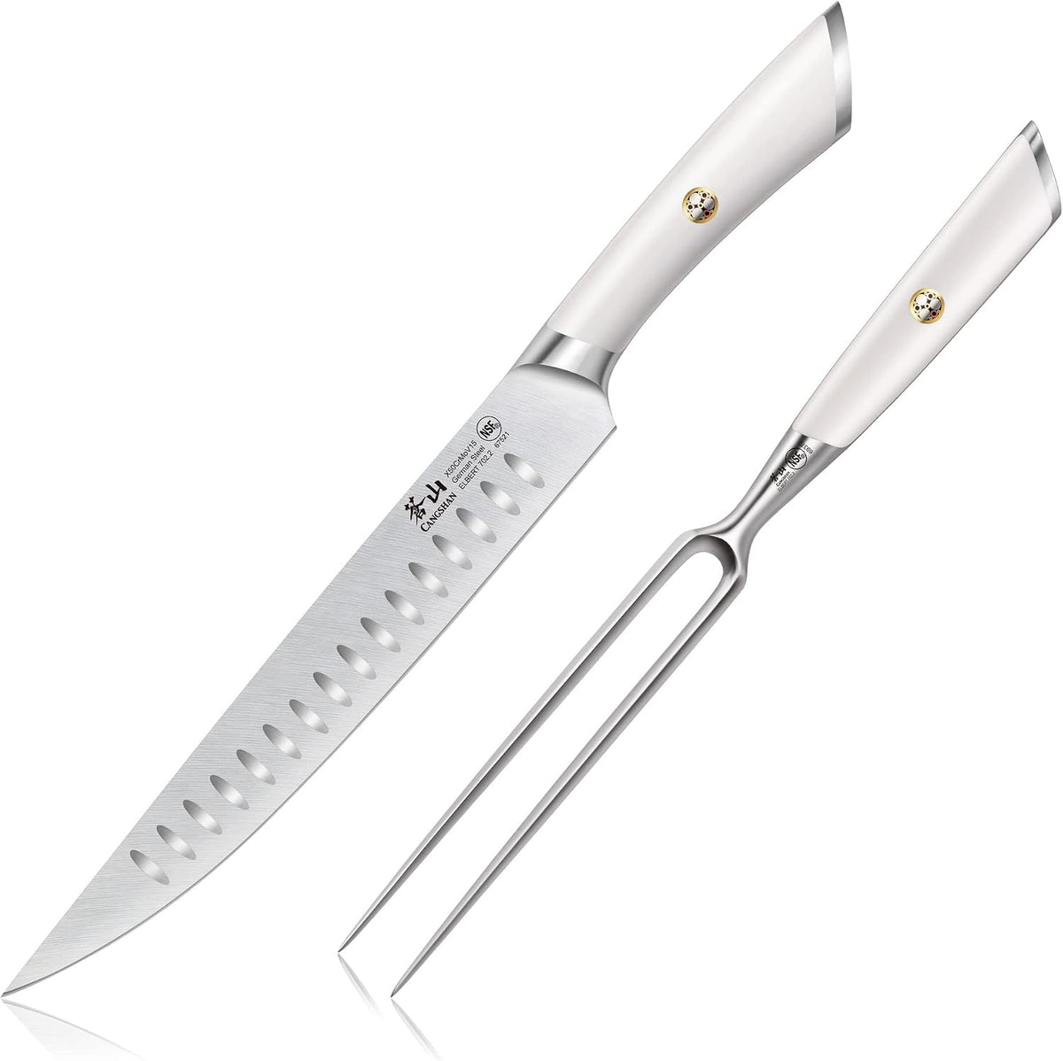 Cangshan ELBERT Series German Steel Forged 2-Piece Carving Set (White)