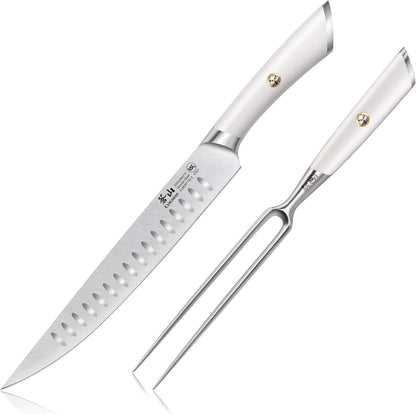Cangshan ELBERT Series German Steel Forged 2-Piece Carving Set (White)
