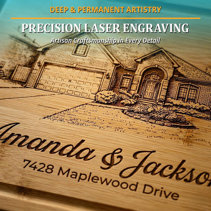 Personalized Cutting Board - Custom Bamboo Engraved Chopping Board for Kitchen - Unique Housewarming Gift for Couples & New Home - Durable Bamboo Carving Board - 4 Size Option