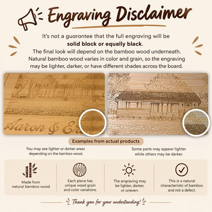 Personalized Cutting Board - Custom Bamboo Engraved Chopping Board for Kitchen - Unique Housewarming Gift for Couples & New Home - Durable Bamboo Carving Board - 4 Size Option