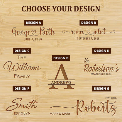 Personalized Cutting Board - Custom Bamboo Engraved Chopping Board for Kitchen - Unique Housewarming Gift for Couples & New Home - Durable Bamboo Carving Board - 4 Size Option
