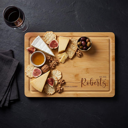 Personalized Cutting Board - Custom Bamboo Engraved Chopping Board for Kitchen - Unique Housewarming Gift for Couples & New Home - Durable Bamboo Carving Board - 4 Size Option