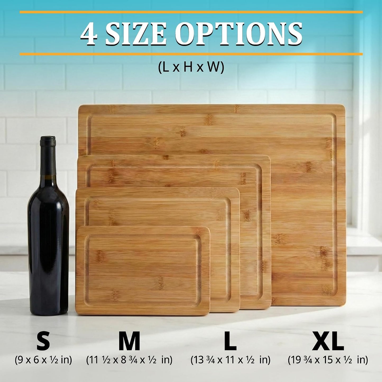 Personalized Cutting Board - Custom Bamboo Engraved Chopping Board for Kitchen - Unique Housewarming Gift for Couples & New Home - Durable Bamboo Carving Board - 4 Size Option