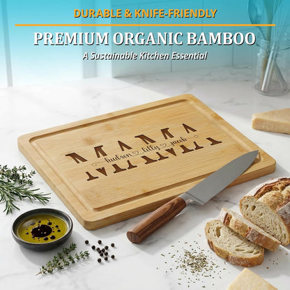 Personalized Cutting Board - Custom Bamboo Engraved Chopping Board for Kitchen - Unique Housewarming Gift for Couples & New Home - Durable Bamboo Carving Board - 4 Size Option