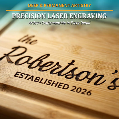 Personalized Cutting Board - Custom Bamboo Engraved Chopping Board for Kitchen - Unique Housewarming Gift for Couples & New Home - Durable Bamboo Carving Board - 4 Size Option