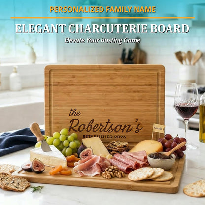Personalized Cutting Board - Custom Bamboo Engraved Chopping Board for Kitchen - Unique Housewarming Gift for Couples & New Home - Durable Bamboo Carving Board - 4 Size Option