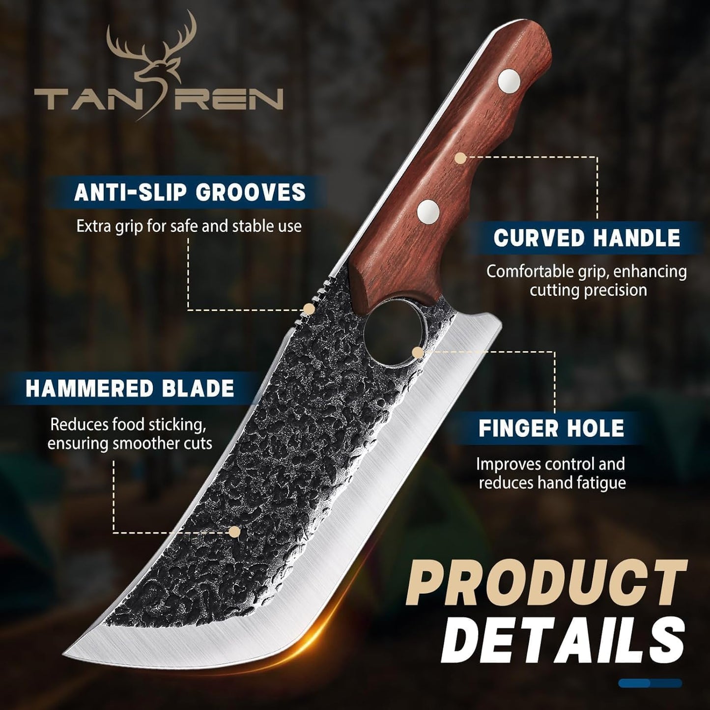 TAN REN 17PCS Butcher Knife Set with Bag, High Carbon Steel BBQ Knife Set | Meat Knife Set, Hand Forged Kitchen Chef Knives for Men Home & Outdoor Cooking
