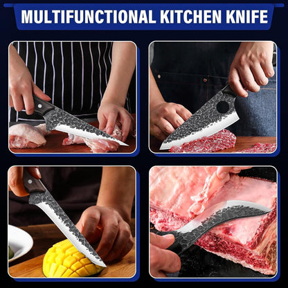 TAN REN 17PCS Butcher Knife Set with Bag, High Carbon Steel BBQ Knife Set | Meat Knife Set, Hand Forged Kitchen Chef Knives for Men Home & Outdoor Cooking