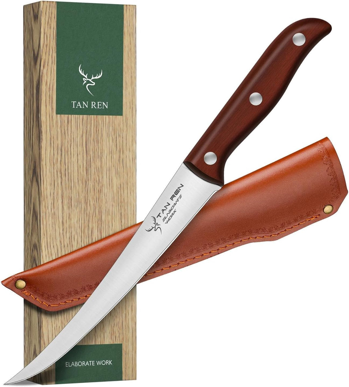 TAN REN 17PCS Butcher Knife Set with Bag, High Carbon Steel BBQ Knife Set | Meat Knife Set, Hand Forged Kitchen Chef Knives for Men Home & Outdoor Cooking