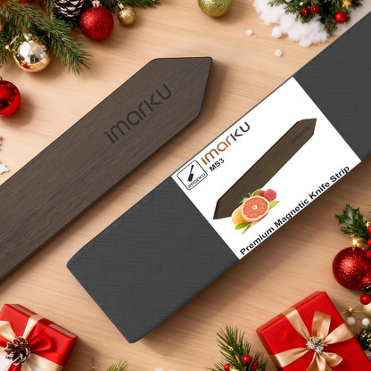 Magnetic Knife Holder for Wall - 16 Inch Acacia Wood Magnetic Knife Strip with Powerful Magnet, Knife Magnetic Strip for Kitchen Utensil Organizer with 4 Hooks, Dark Gray