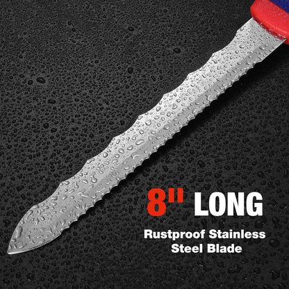 8-Inch Insulation Knife, Stainless Steel Blade Insulation Cutter | Double Side Serrated Sharp Duct Knife, for Heat Material Foam, Rockwool, Styrofoam, Sod Cutter Garden Knife for Lawn Repair
