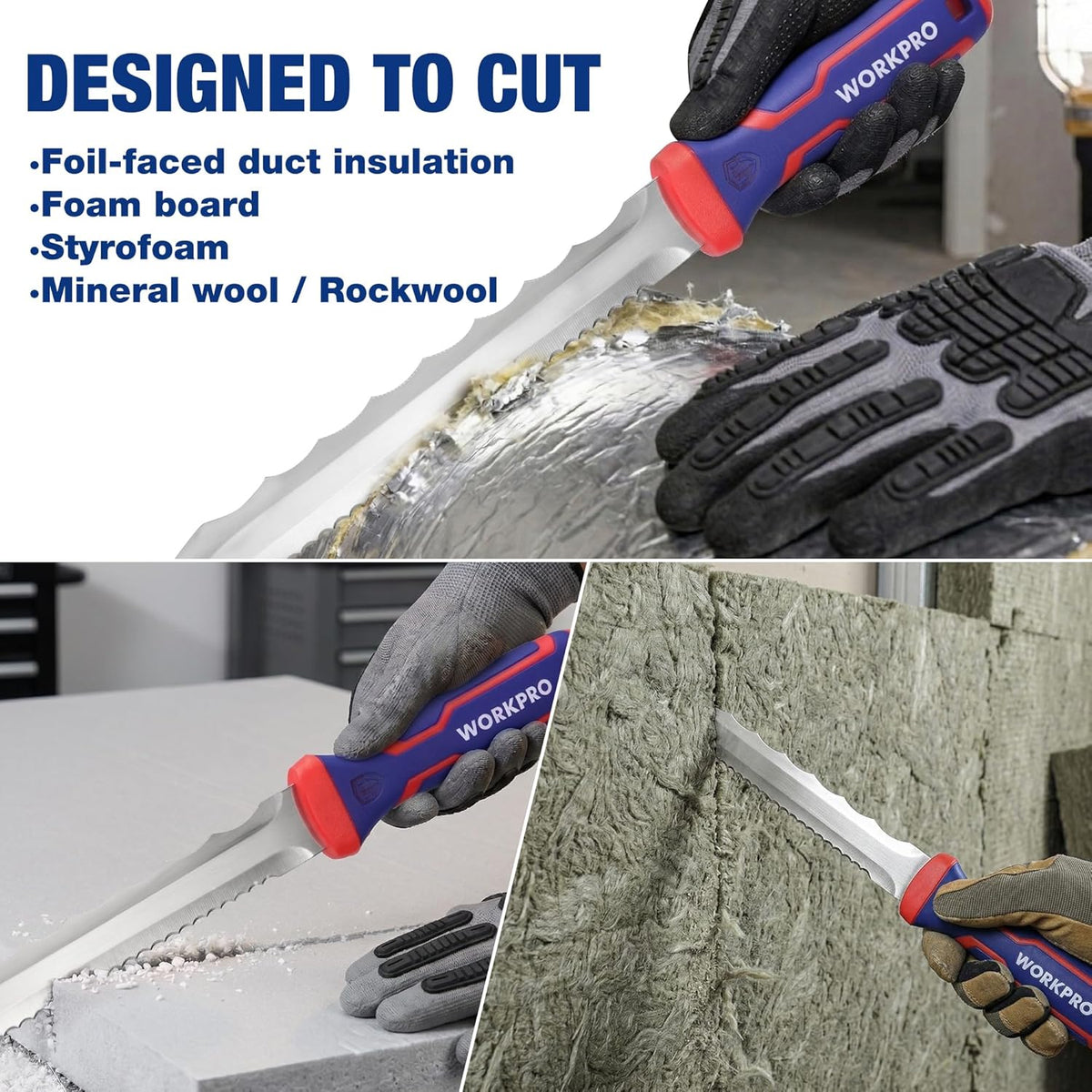 8-Inch Insulation Knife, Stainless Steel Blade Insulation Cutter | Double Side Serrated Sharp Duct Knife, for Heat Material Foam, Rockwool, Styrofoam, Sod Cutter Garden Knife for Lawn Repair