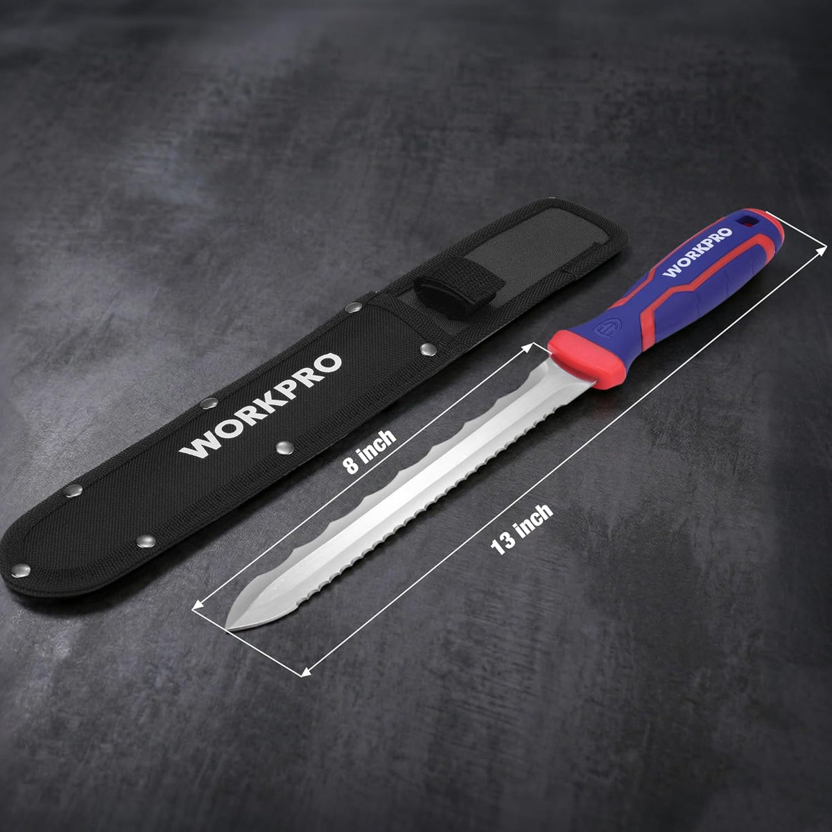 8-Inch Insulation Knife, Stainless Steel Blade Insulation Cutter | Double Side Serrated Sharp Duct Knife, for Heat Material Foam, Rockwool, Styrofoam, Sod Cutter Garden Knife for Lawn Repair