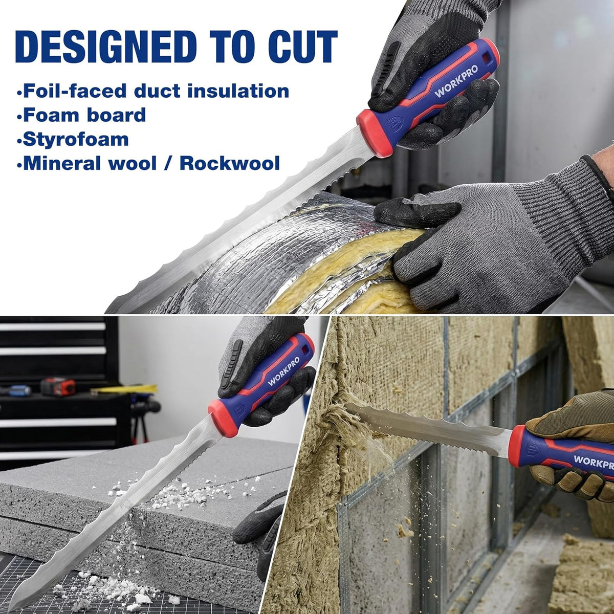 8-Inch Insulation Knife, Stainless Steel Blade Insulation Cutter | Double Side Serrated Sharp Duct Knife, for Heat Material Foam, Rockwool, Styrofoam, Sod Cutter Garden Knife for Lawn Repair