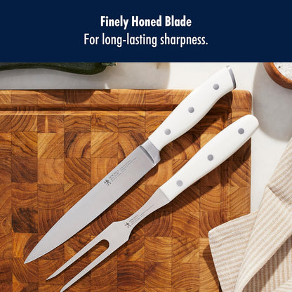 Forged Accent Razor-Sharp 2-pc Carving Knife Set, White Handle, German Engineered Informed by 100+ Years of Mastery