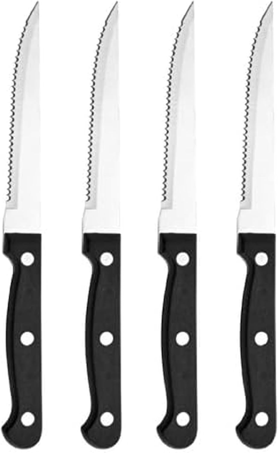 Stamped Triple Rivet High Carbon Stainless Steel Steak Knife Set, 4-Piece, Black