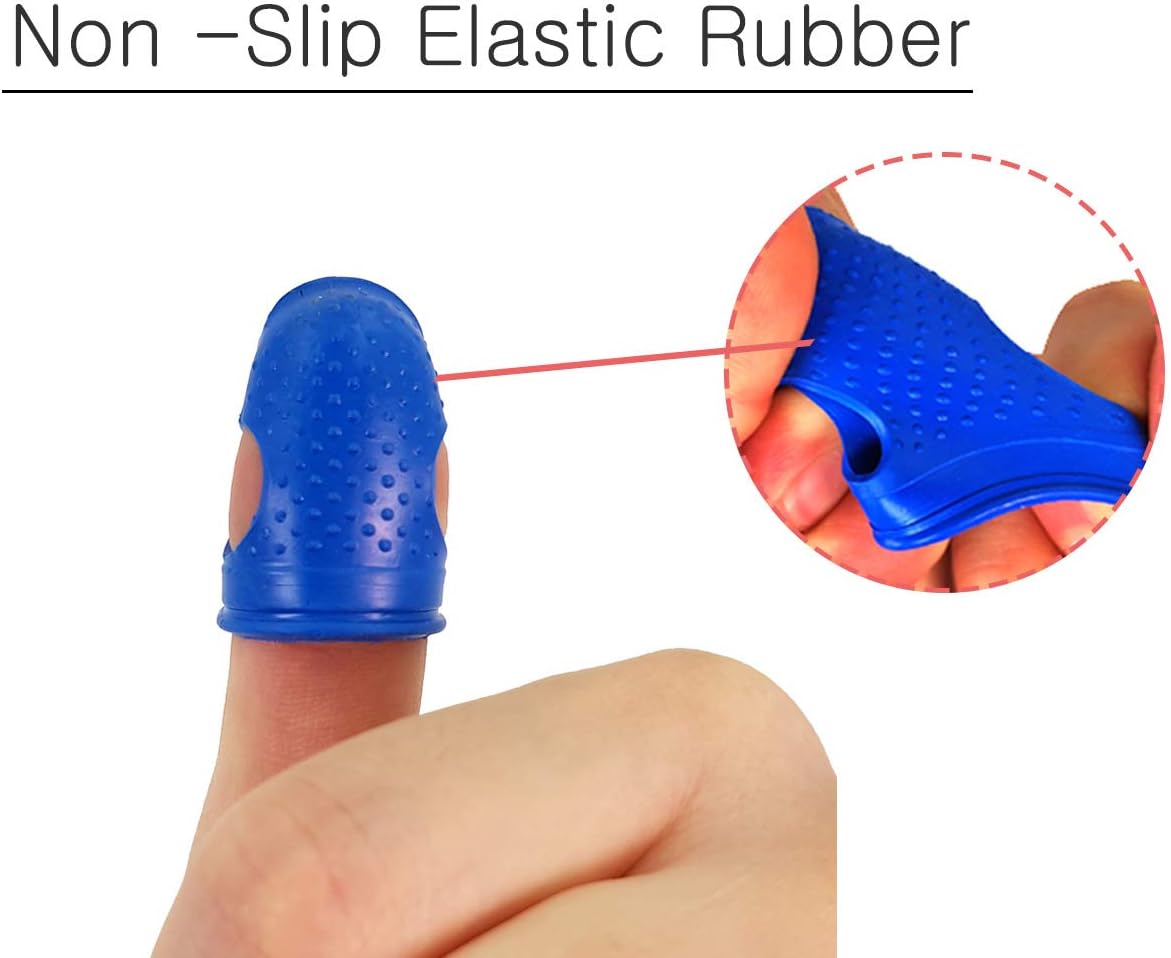 Rubber Fingers Tips Guard Anti Slip Rubbers pad Gel, Hand Finger Sleeves Protectors for Your Paperwork, Cutting and Office Supplies tasks, Silicone Timble (L)