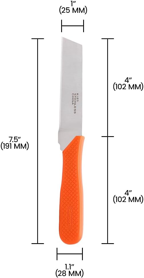 K123 Food Processing Knife, Seed Potato, 3.75-Inch Stainless Steel Blade, Orange