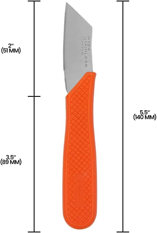 K123 Food Processing Knife, Seed Potato, 3.75-Inch Stainless Steel Blade, Orange