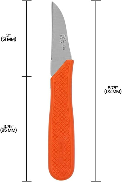 K123 Food Processing Knife, Seed Potato, 3.75-Inch Stainless Steel Blade, Orange