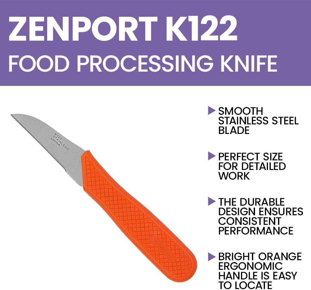 K123 Food Processing Knife, Seed Potato, 3.75-Inch Stainless Steel Blade, Orange