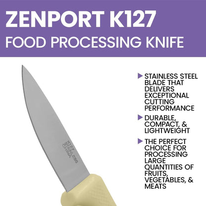 K123 Food Processing Knife, Seed Potato, 3.75-Inch Stainless Steel Blade, Orange