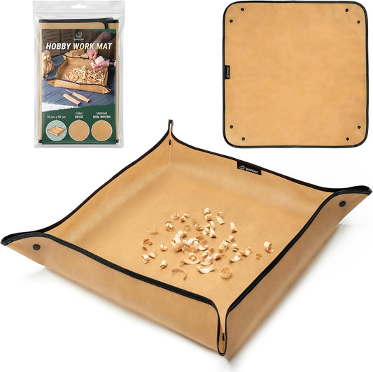 Wood Carving Mess Mat for Easy Cleanup – Portable Woodworking Hobby Work Mat, MS Durable & Foldable Craft Surface for Whittling, Wood Chip & Dust Collector Protective for Home Workshop