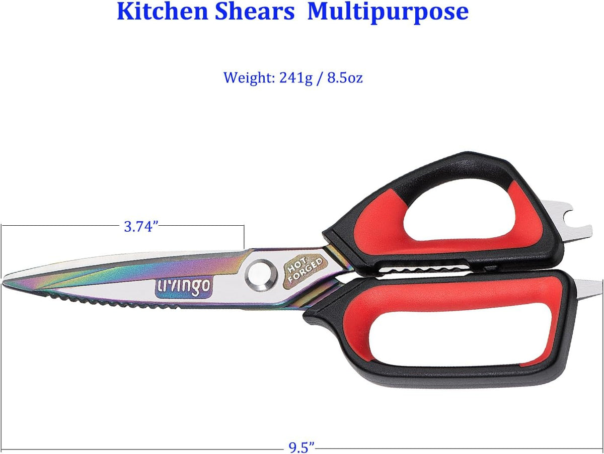9" Sharp Kitchen Scissors for Food Titanium Coated Stainless Steel