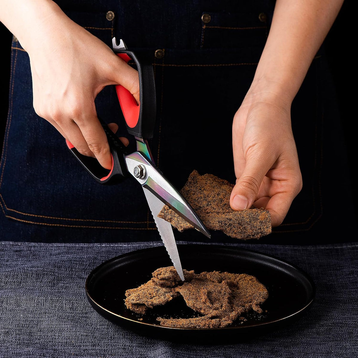9" Sharp Kitchen Scissors for Food Titanium Coated Stainless Steel