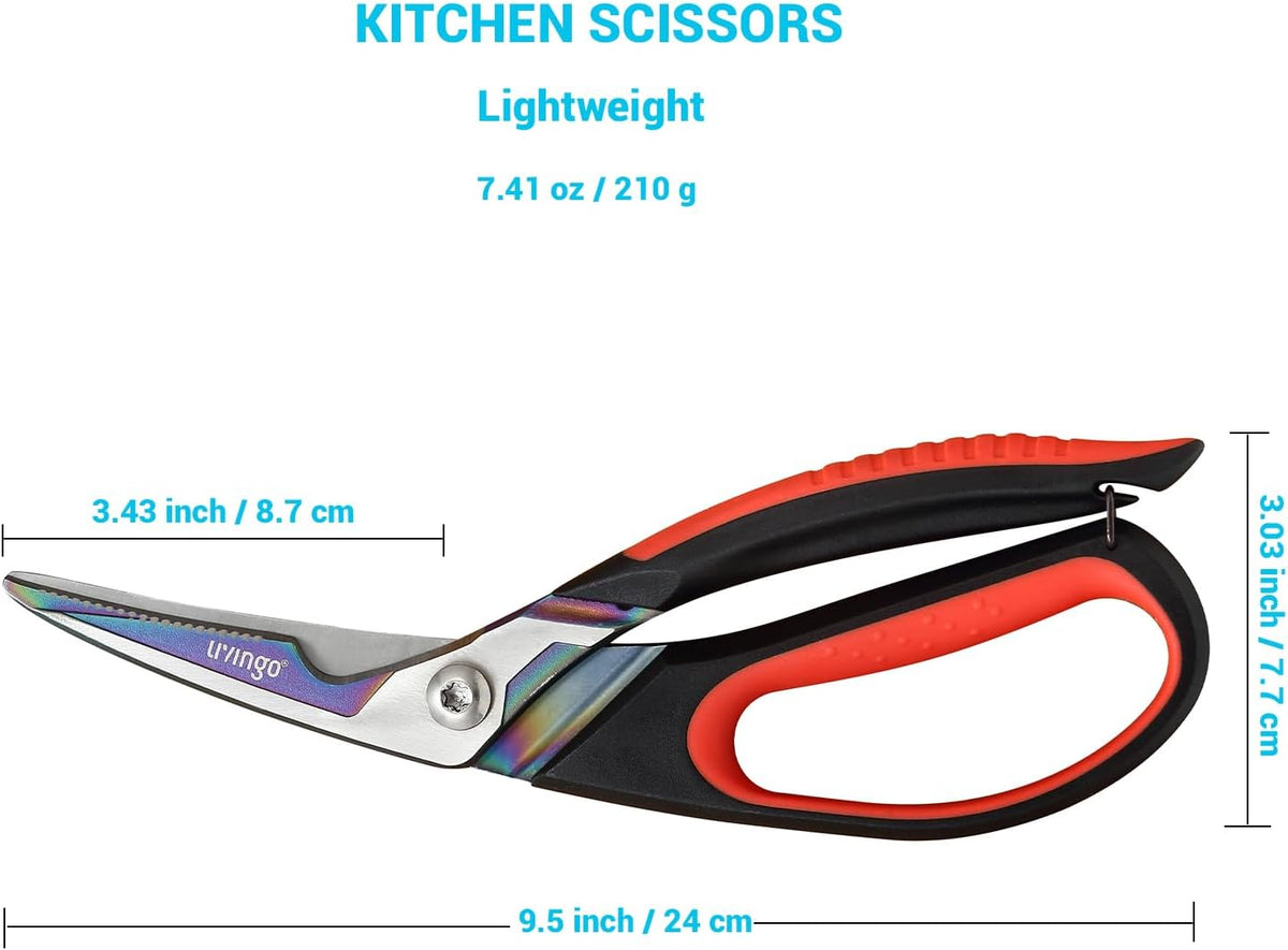 9" Sharp Kitchen Scissors for Food Titanium Coated Stainless Steel