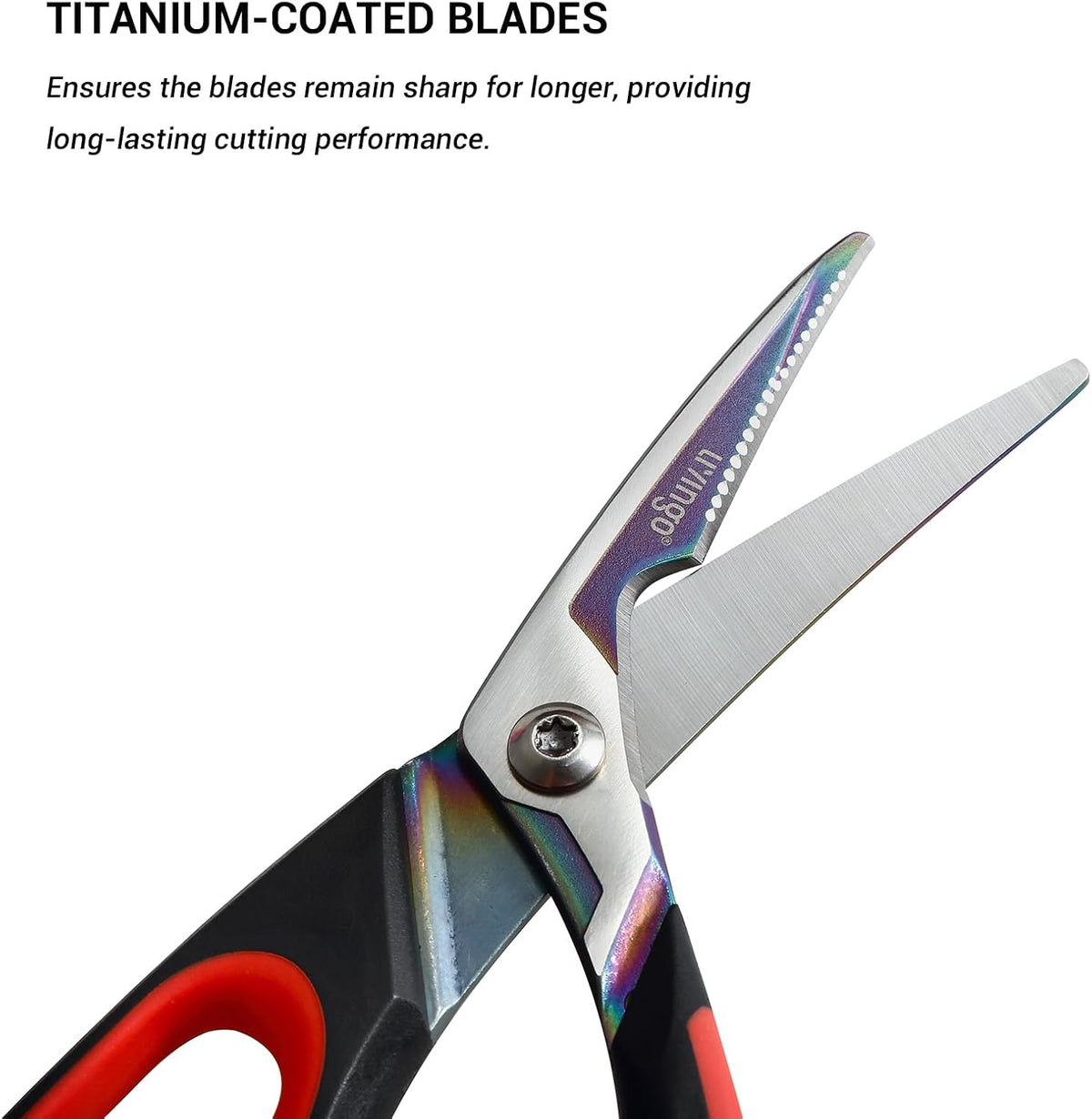 9" Sharp Kitchen Scissors for Food Titanium Coated Stainless Steel