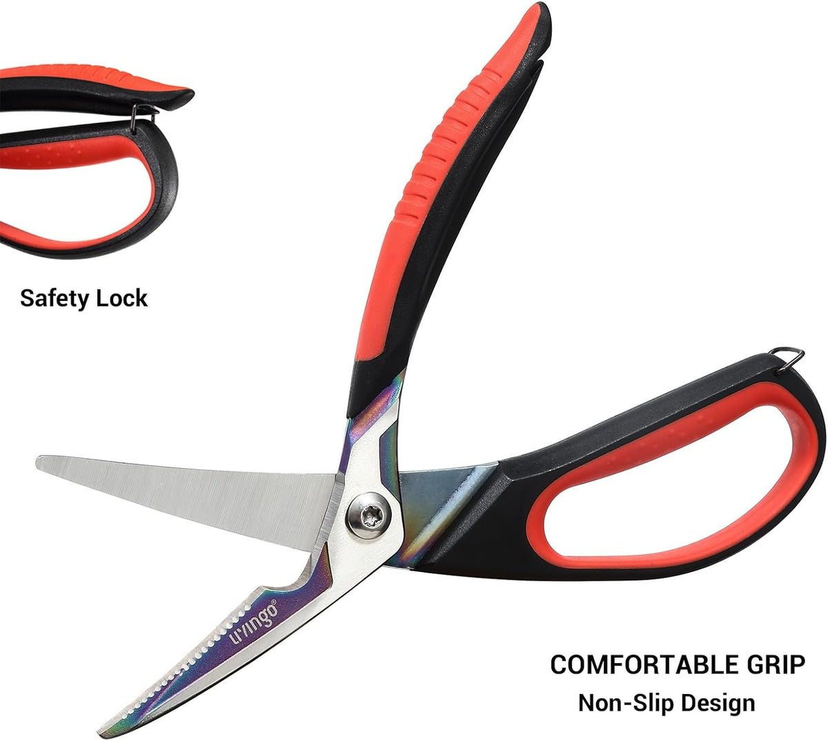 9" Sharp Kitchen Scissors for Food Titanium Coated Stainless Steel