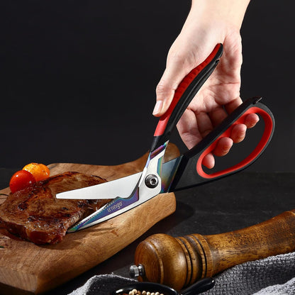 9" Sharp Kitchen Scissors for Food Titanium Coated Stainless Steel
