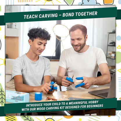 Wood Carving Kit for Kids & Beginner DIY08 - Wood Whittling Kit for Kids 14+ Woodworking Starter Hobby Kits for Boys Wood Crafts Projects DIY Gifts, Carving Set Whittling Knife & Basswood