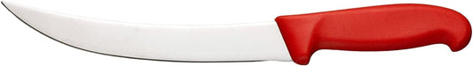 8” Red Breaking & Butcher Knife, Curved - Razor Sharp Blade - Cozzini Cutlery Imports