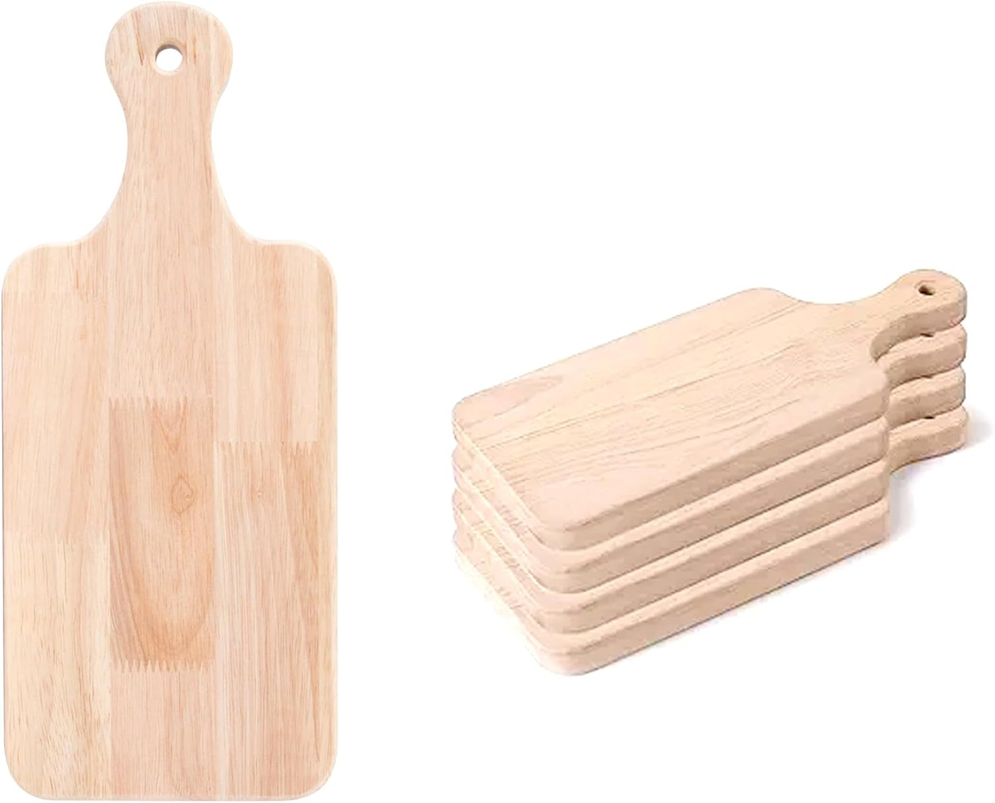 4-Pack 13.5"x 7.5" Wood Serving Boards Set | Unfinished Wood Crafts with Handle | Wooden Cutting Boards Bulk for Charcuterie,Cheese,Meat,Bread,Vegetabes & Fruits